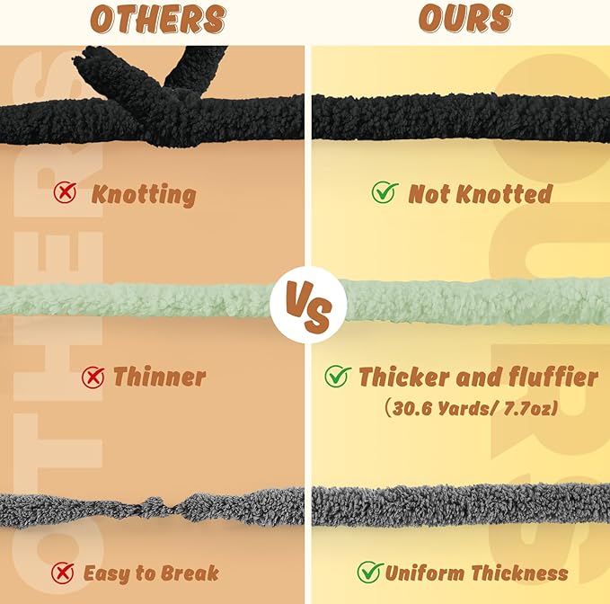 Inhand 8 Pack Chunky Chenille Yarn for Crocheting–30.6 Yards, 7.7oz, Soft Fluffy Thick Yarn,Gifts for Men/Women Birthday Christmas Unique,Hand Knitting for Blankets&DIY Crafts (Black)