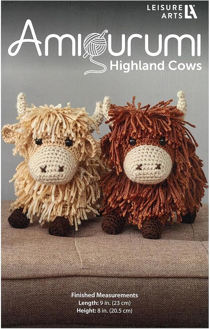 LEISURE ARTS Highland Cows Amigurumi Pattern – Crochet Amigurumi Pattern Books for Beginners & Experts Featuring Cute Highland Cows, A Must-Have Crochet Animals Book