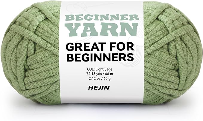 60g Light Sage Yarn for Crocheting and Knitting;66m (72yds) Cotton Yarn for Beginners with Easy-to-See Stitches;Worsted-Weight Medium #4;Cotton-Nylon Blend Yarn for Beginners Crochet Kit Making
