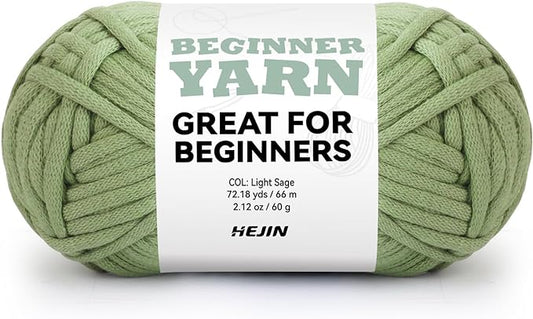 60g Light Sage Yarn for Crocheting and Knitting;66m (72yds) Cotton Yarn for Beginners with Easy-to-See Stitches;Worsted-Weight Medium #4;Cotton-Nylon Blend Yarn for Beginners Crochet Kit Making