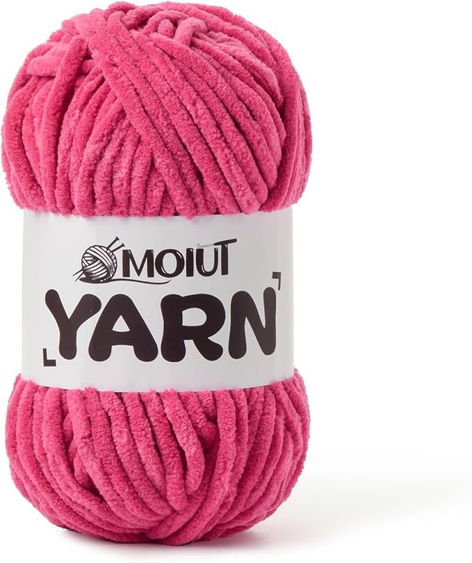 Fluffy Chenille Yarn for Crocheting, Chunky Velvet Yarns for Crochet Amigurumi, Baby Yarn for Crocheting Soft Blanket, 87.4yds /3.5 oz Bulky Yarns for Crafts/Hats/Shoes/Socks (Rose)