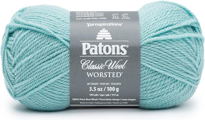 Patons Classic Wool Duck Egg Blue Yarn - 5 Pack of 3.5oz/100g - Wool - 4 Medium - 210 Yards - Knitting/Crochet
