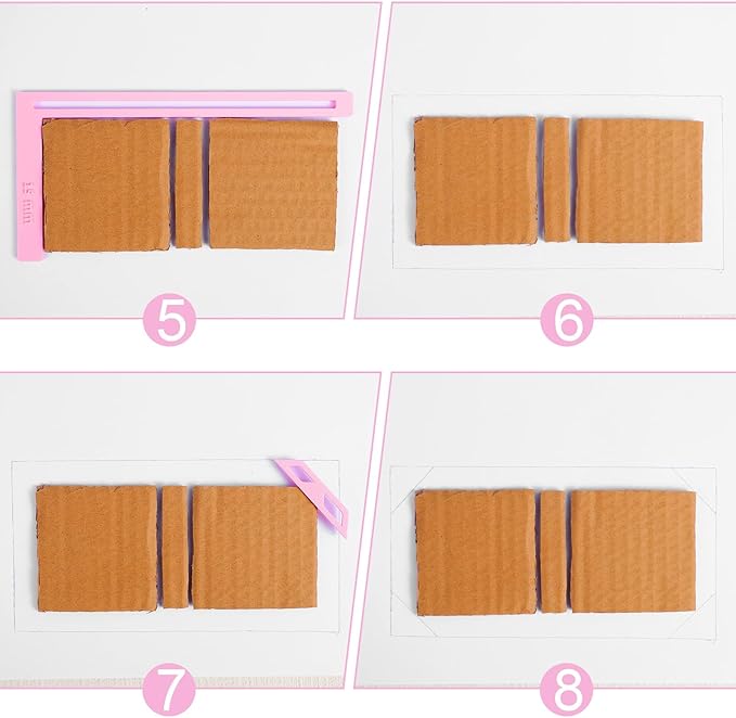 6PCS Book Binding Tool, Easy Scrapbooking Tools Kit for Starter, L Ruler + T Ruler + I Ruler + Corner Miter + Eyelet Guiding for Journal, Notebook, DIY Projects, Scrapbooking Bookbinding (Pink)