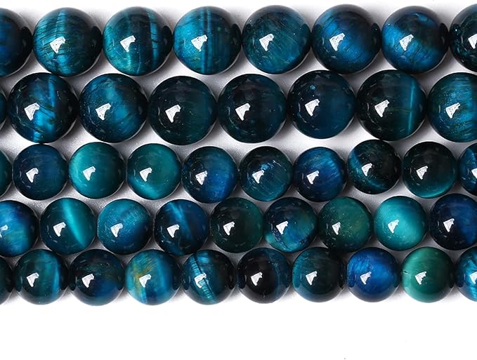 Blue Tiger Eye Gemstone Loose Beads Natural Round Loose Stone Beads for Jewelry Making DIY Bracelet Necklace Earrings 6mm 61-63pcs 1 Strand 15" (Blue Tiger Eye, 6mm)