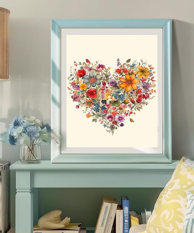 LILEIDECO Diamond Painting Kits for Adults DIY 5D Diamond Art Painting Kits with Round Diamonds Full Drill Love Heart Flower Gem Art Painting Kit for Home Wall Decor Gifts11.8x15.7inch