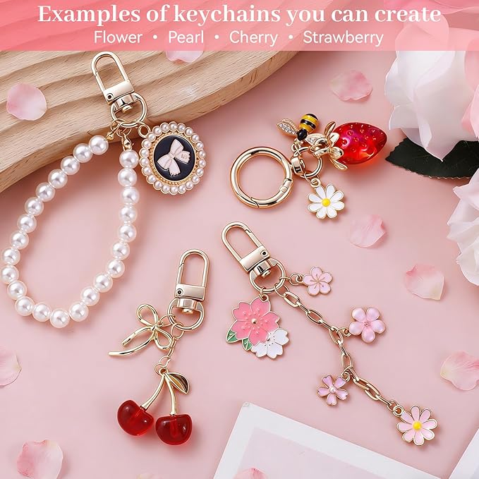 Wurosi 773 Pcs Beaded Keychain Making Kit, Bag Charm Kit, with Chains, Charms & Letter, Key Chain Hooks, Jump Rings, Manual, Gift Bgas, Storage Box & Tools, DIY Crafting and Jewelry Making for Adult