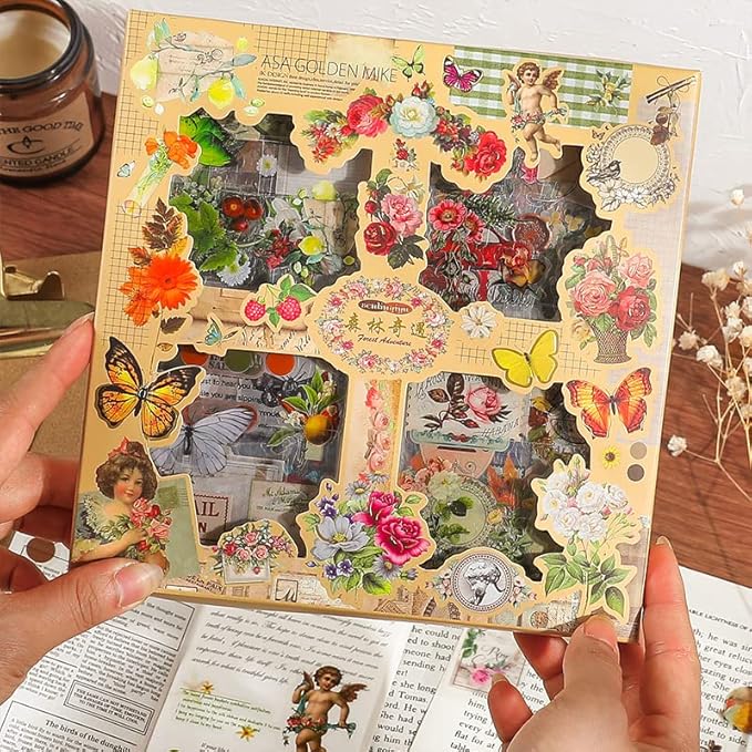 510PCS Scrapbook Kits for Adults, Vintage Aesthetic Journaling Stickers Ephemera for Junk Journal Supplies, 100 Sheets Diecut PET Scarpbook Stickers for Scrap Booking Supples, Bujo, DIY Crats Ars