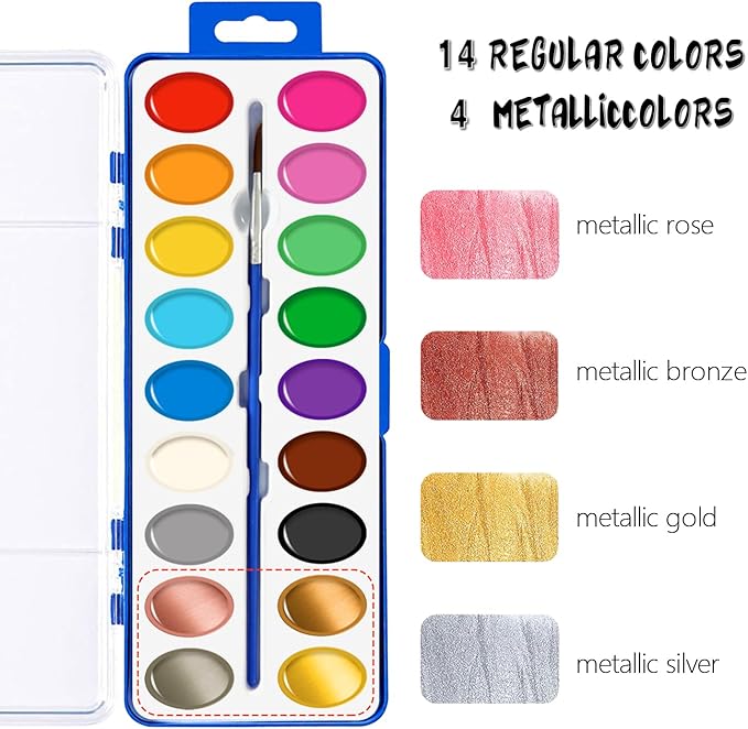 REALART 18 Colors Watercolor Paint Set Bulk Pack of 24 Water Color Paint Sets Water Color Sets