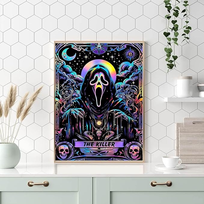 KTHOFCY 5D DIY Diamond Painting Kits for Adults, Halloween Skull Moon Star Full Drill Embroidery Cross Stitch Crystal Rhinestone Paintings Pictures Arts Wall Decor Painting Dots Kits 11.8X15.7 inch