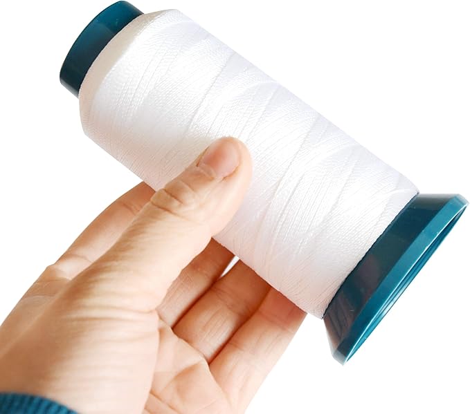 Hair Weaving Thread with C/J/I/T Needles 1500 Yards 210 D Strength Polyester Thread Sewing Thread for Making Wigs Hair Extension Kit (Black,White)