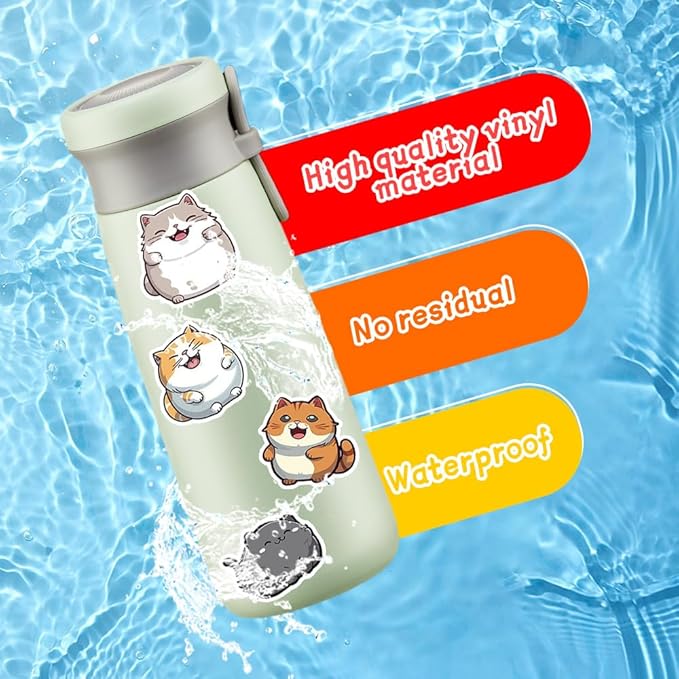 50Pcs Waterproof Vintage Stickers,Scrapbooking Supplies Kit,Aesthetic Decorative Craft Sticker for Planner, Bullet Journaling, Junk Journal, Water Bottles, Laptop, Retro Craft.Fat Cat