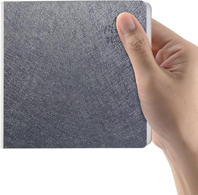 Mifuner Dark Grey Hardcover Sketchbook Square Hardbound Sketch Journal 4.7 x 4.7 Inch 42 Sheets Art Book 250GSM Ultra Smooth Paper Ideal for Pencils,Water Color Pen,Marker Pen