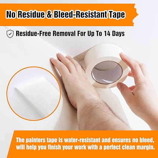 HongWay Masking Tape 2 Inch, 10 Rolls x 55yd (550yds in Total) Painters Tape for Painting Labeling Arts Crafts, Easy Removal, No Residue (1.88in White)