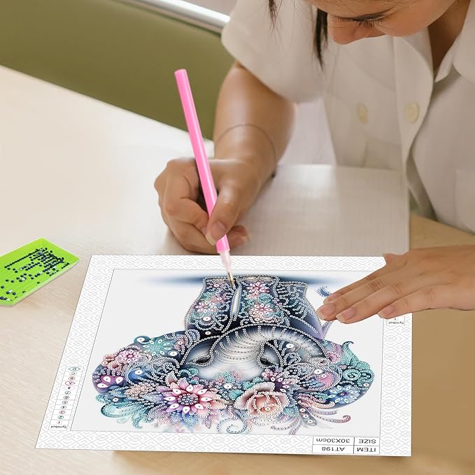 AiYuanzsh 5D Special Shape Diamond Art Kits for Beginners, Diamond Art Painting Kits for Adults, Crystal Rhinestones Diamond Art Painting for Home Wall Decoration Gift 12×12 inch, Elephant