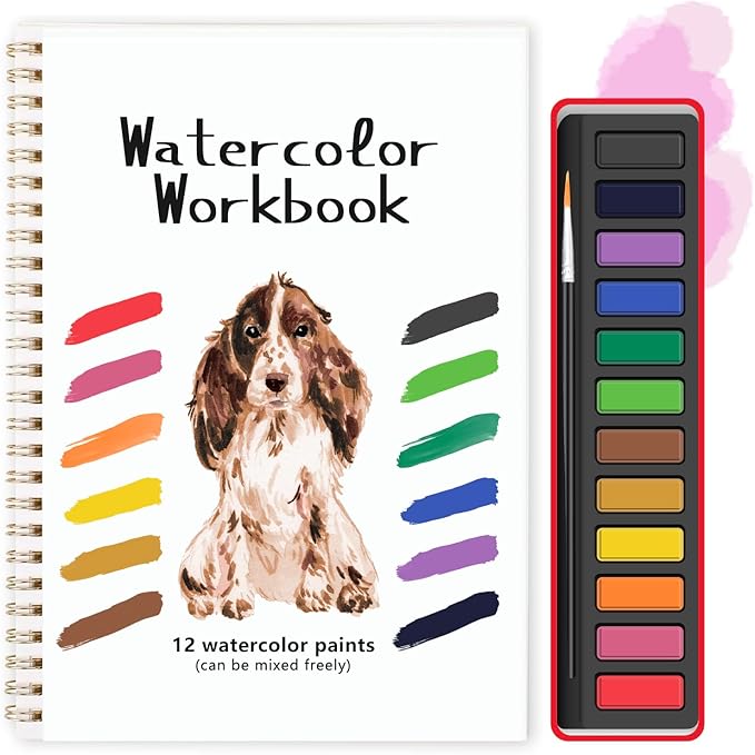 TLM Beginner Watercolor Kit, Multi Theme with 12-Color Palette & 1 Brushes, Premium Bleed-Resistant Paper Art Set, Easy-to-Learn Painting Kit for Creative Exploration & Gifting