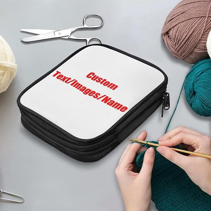 Hechitok Custom Hook Case, Organizer Zipper Bag with Web Pockets for Various Crochet Needles and Knitting Accessories Easy to Carry