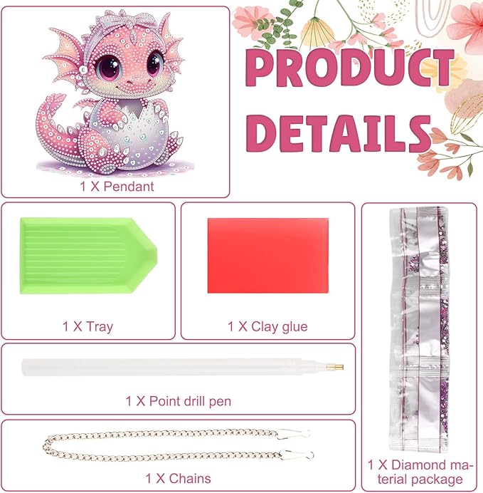 DOMROM Dinosaur Diamond Art Hanging Kits for Adults, Easter Special Shaped Crystal Diamond Painting Dinosaur Pendant, DIY Diamond Art Suncatchers Animal for Home Garden Wall Decor Gift