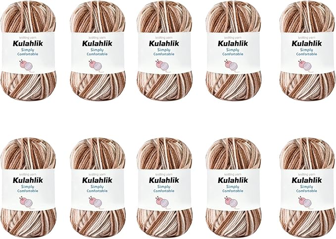 500g(10x50g) Acrylic Yarn for Crocheting and Knitting, Colorful Gradient Yarn Thread, 10 Rolls Skeins, Multicolor Hilo Acrílico, Perfect for DIY Crafts Project