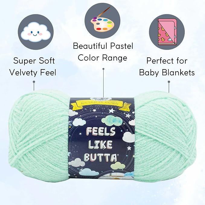 Lion Brand Feels Like Butta Seagreen 215-172 (6-Skeins - Same Dye Lot) Worsted Medium #4 Polyester Yarn for Crocheting and Knitting with Project Bag