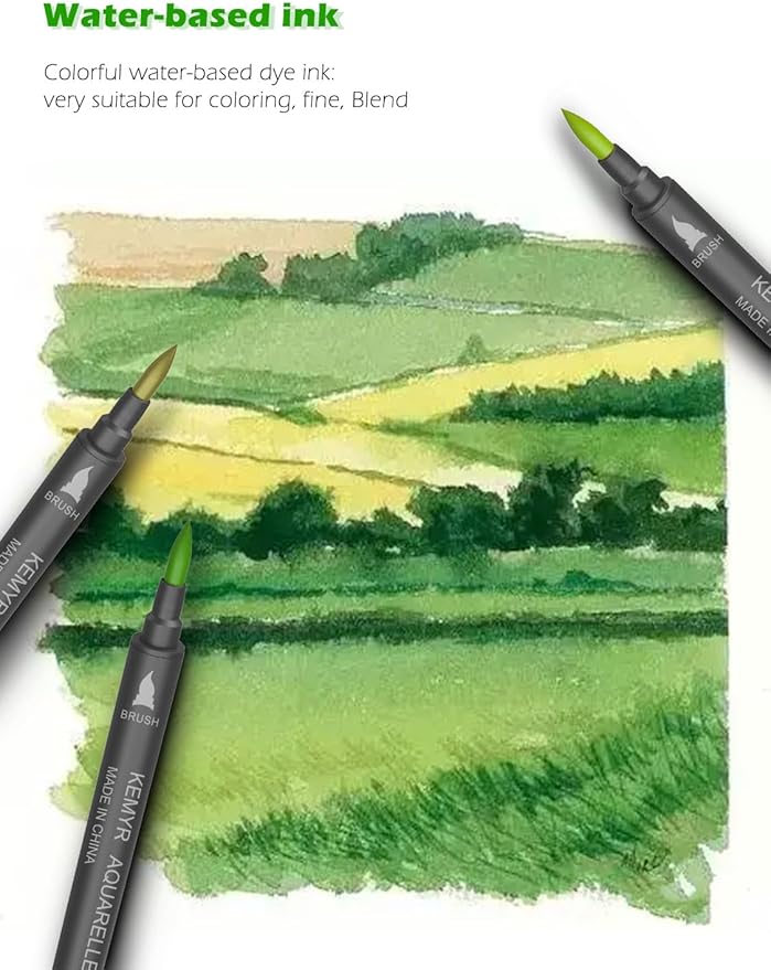 Markers for Adult Coloring Books: 120 Color Dual Tip Fine & Brush Pens Water-Based Coloring Marker for Adults Drawing Sketching Bullet Journal Writing Lettering No bleeding