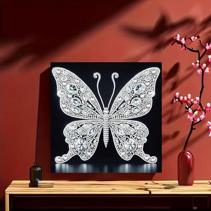 GEMFAMILY Butterfly Diamond Art Painting Kits for Adults, Special Shaped 5D Diamond Painting Kits for Adults Beginner,DIY Diamond Dots Gem Art Craft for Home Decor 11.8 x 11.8 inch