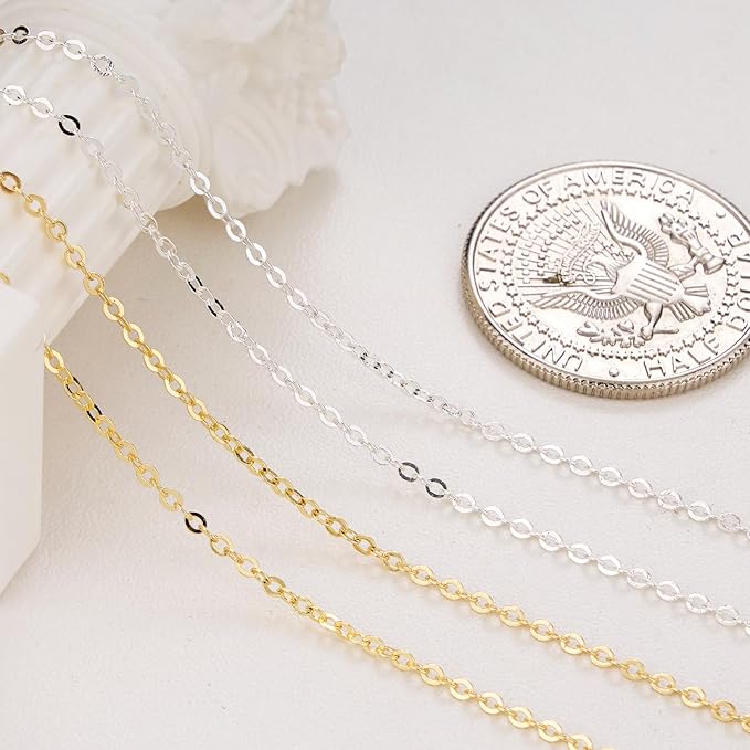 Crisjanggo 2 Rolls Total 65.6 Feet Chain for Jewelry Making Gold and Silver Stainless Steel Cross Chains Bulk with Jump Rings and Lobster Clasps for Bracelet Necklace DIY Supplies