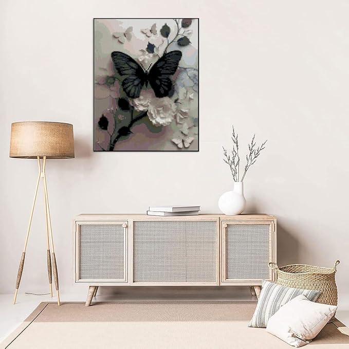 Butterfly Flower Stamped Cross Stitch Kits Flowers Cross Stitch Patterns,Dimensions Cross Stitch Kits Embroidery Kit Arts and Crafts for Beginners 15.7x11.8 inch