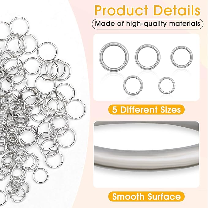 paxcoo 4600pcs silver jump rings with jump rings open/close tools for jewelry making and necklace repair (assorted sizes)