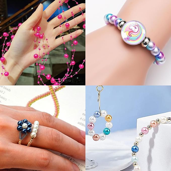1000PCS Pearl Beads for Jewelry Making - 32 Colorful 8mm Round Pearl Beads for Bracelets, Necklace, Earrings