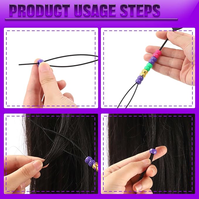 Swpeet 774Pcs 24 Colors Beads for Hair Braids Kit, Hair Beaders Rubber Bands, Including Candy Pony Beads, Elastic Rubber Bands, Quick Beaders for Hair Braids, Scissors and Bead Thread