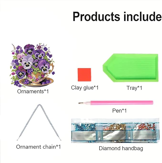 AIBOERL Diamond Art Hanging Kit for Adult,Special Shaped Rhinestone,Double Sided 5D DIY Acrylic Diamond Art Painting Wall Hanging Kits Hanging Ornament 7.87×7.87(Pansy)