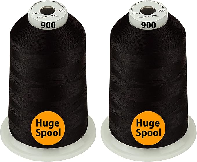 Simthread - 33 Selections - Various Assorted Color Packs of Polyester Embroidery Machine Thread Huge Spool 5500Y for All Purpose Sewing Embroidery Machines - 2White+2Black