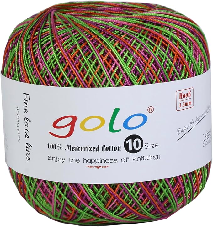 golo Crochet Thread Size 10 Crochet Yarn for Hand Knitting Rainbow Yarn D177