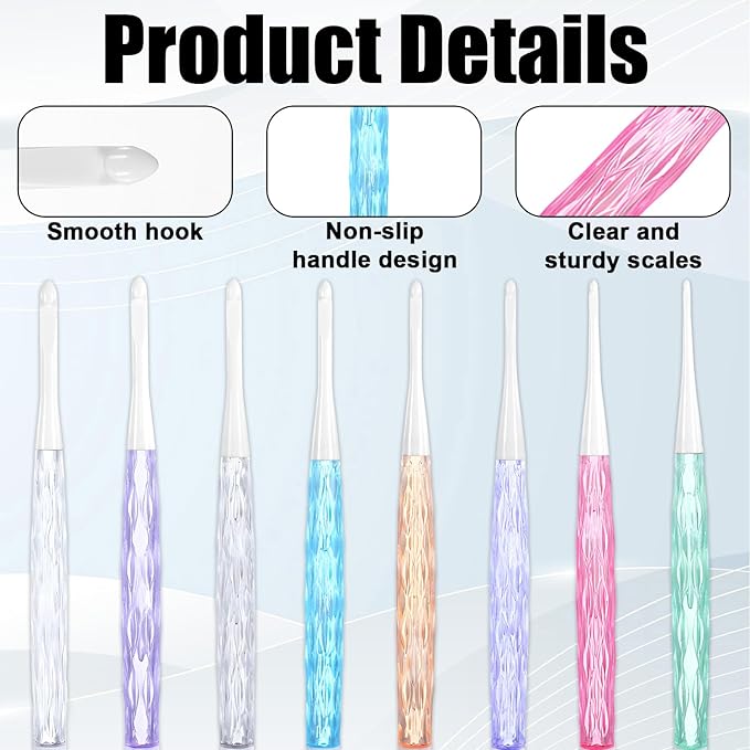 Ergonomic Crochet Hooks Set, 8Pcs Comfortable Practical Crochet Needles Colorful Knitting Kit for DIY Yarn Craft Great Gift for Women Adults Kids Children Beginners
