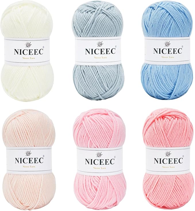 NICEEC 300g Soft Assorted Colors Yarn - Sport Weight,100% Acrylic, 4 Ply, Bonbons Yarn for Crochet & Knit, DIY Project Starter Kit for Kids or Adults(Total 870yds) - Series 13