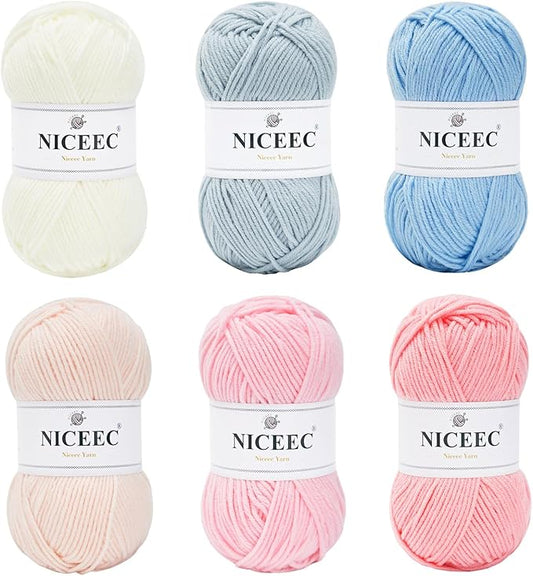 NICEEC 300g Soft Assorted Colors Yarn - Sport Weight,100% Acrylic, 4 Ply, Bonbons Yarn for Crochet & Knit, DIY Project Starter Kit for Kids or Adults(Total 870yds) - Series 13