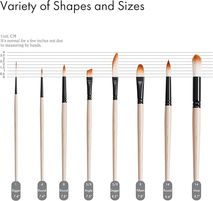 ARTIFY Watercolor Brush Set, 8 Pcs Professional Paint Brushes with Case for Beginners and Artists, Various Shapes, Optimized Hairs for Watercolor, Gouache, Ink, Tempera, and Fabric Painting