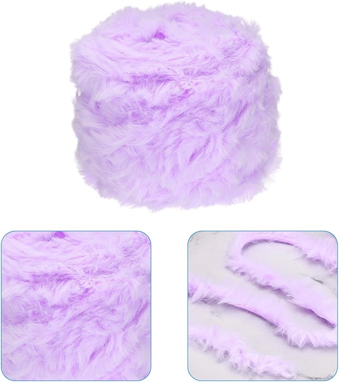 PATIKIL 70yds Faux Fur Yarn, Fuzzy Yarn Crochet Fluffy Yarn Soft Chunky Polyester Plush Fur Eyelash for Crocheting Knit Blanket Rug Sweater Scarf Hat Bear Craft, Lilac Purple