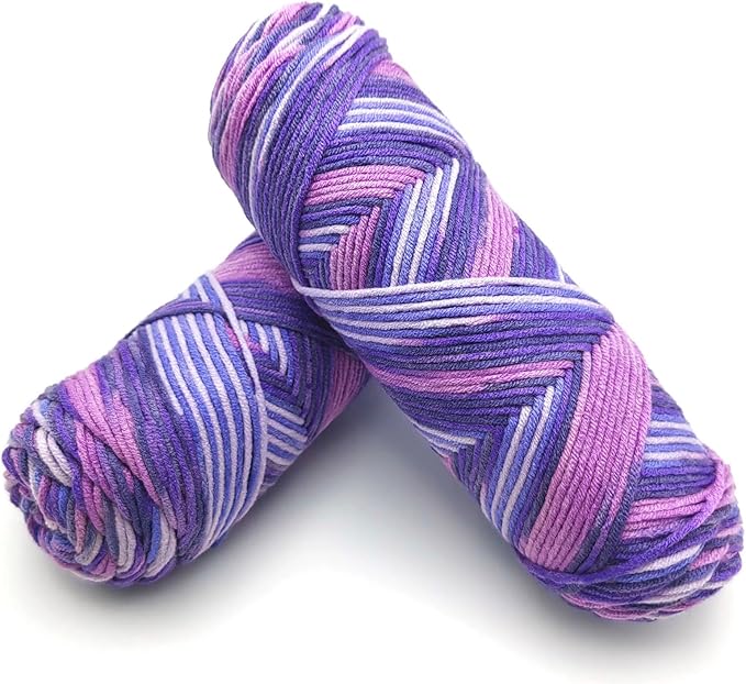 5-Ply Variegated Yarn 200g/2pcs, Acrylic 100%, Chunky Weight 2.5mm, Soft & Cozy, Vibrant Colors, Full Hand Feel for Knitting Sweaters, Scarves, Shawls, Hats (11#Powder Blue)