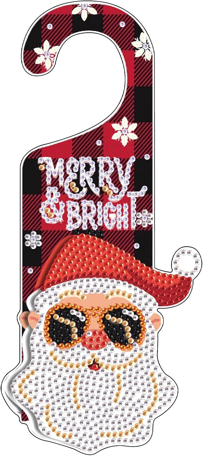 AiYuanzsh 5D Christmas Diamond Painting Door Sign Kit – Special-Shaped Drill DIY Hanging Pendant for Holiday Home Décor & Gift