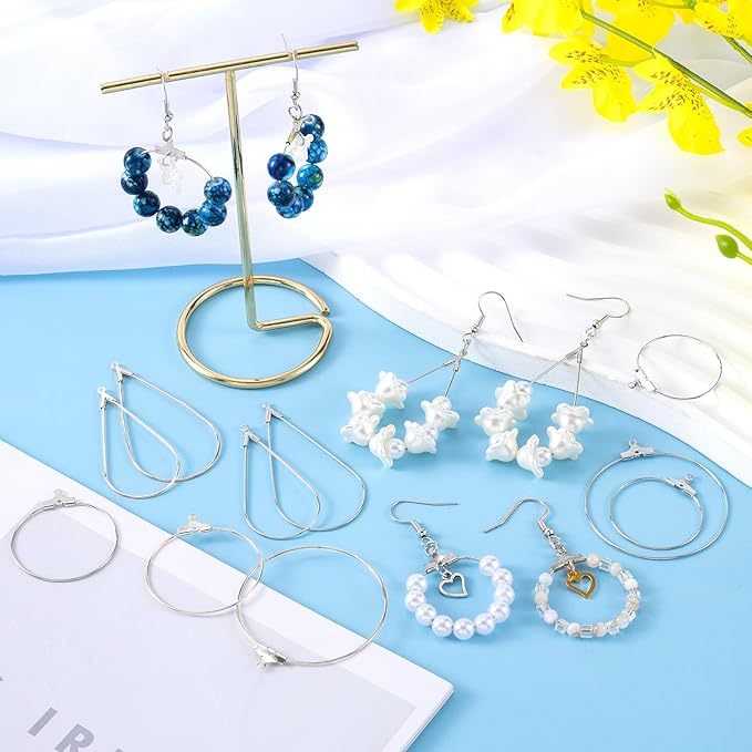 OIIKI 700pcs Hypoallergenic Earring Making Kit - Silver Plated Hooks, Beading Hoops, Clear Rubber Backs, Jump Rings