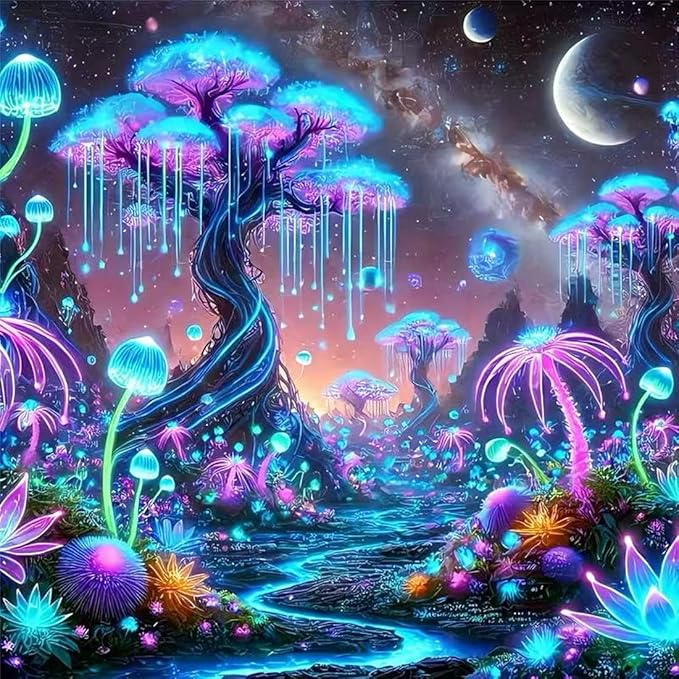 SHICERNHJ 5D Diamond Painting Kits for Adults,Dreamy Luminescent Tree Diamond Art Kits,DIY Full Drill Diamond Painting Kits Arts and Crafts for Adults Home Wall Deco 14x14 Inch