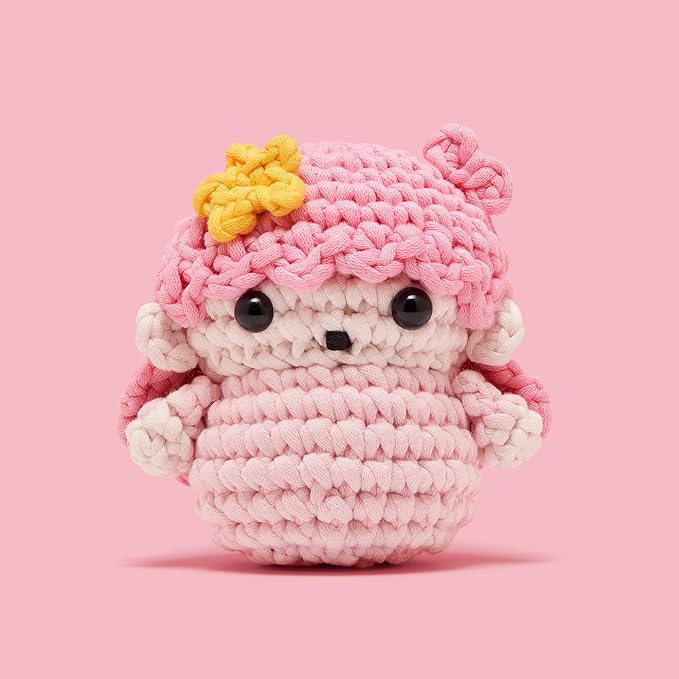 The Woobles Hello Kitty Crochet Kit - Beginners Wooble Crochet Animal Kit Crafts with Easy Peasy Yarn as seen on Shark Tank - with Step-by-Step Video Tutorials (LittleTwinStars - Lala)