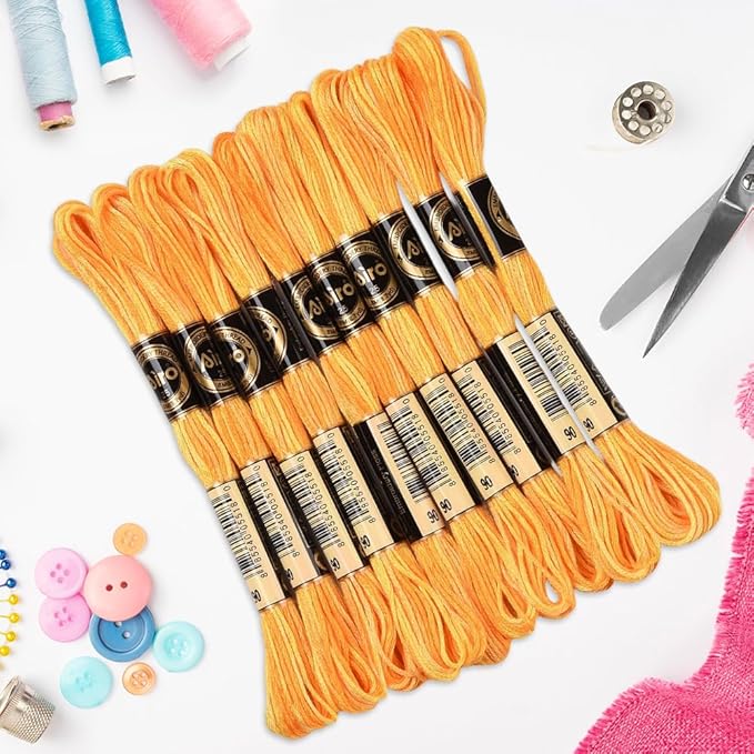 10 Skeins 87.5 Yards 6 Ply Variegated Gold Cross Stitch Floss Segment Dyed Embroidery Thread Gradient Friendship Bracelet String Yarn Bulk for Sewing Making Jewelry Needlecraft Knitting DIY