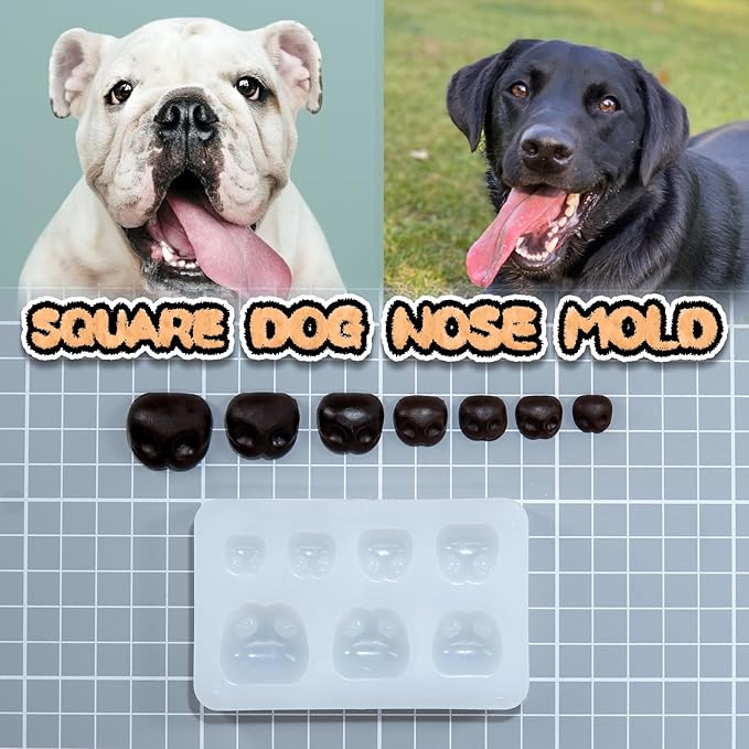 Nuvretk 7 Cute Silicone Molds for Needle Felting - Dog Nose Shapes for Stuffed Animals, DIY Crafts, and Accessories (Square)