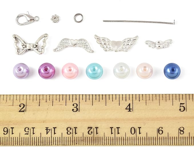 324Pcs Angel Jewelry Making Kit, DIY Pendants Charms Making Kits, Silver Colorful Beads Jump Ring Head Pins Findings for Bracelets Necklaces Earrings Crafting