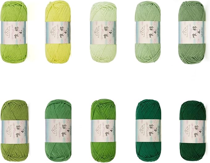 Susan’s Family 4‑Ply Yarn Combo 10 Packs – 60% Cotton 40% Acrylic Yarn for Knitting & Crochet, DIY Scarf & Blanket Pattern & Video Tutorials, Handmade Gift - Color Master (09#Summer Forest)