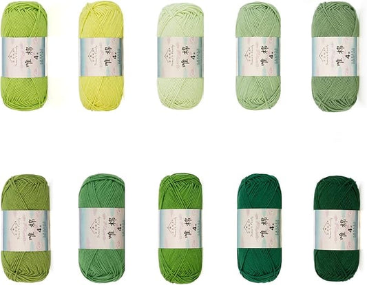 Susan’s Family 4‑Ply Yarn Combo 10 Packs – 60% Cotton 40% Acrylic Yarn for Knitting & Crochet, DIY Scarf & Blanket Pattern & Video Tutorials, Handmade Gift - Color Master (09#Summer Forest)