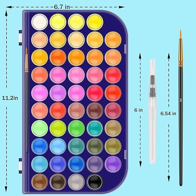 Paint Set, 48 Colors Non-toxic Watercolor Paint with a Brush Refillable a Water Brush Pen and Palette, Washable Water Color Paints Sets for Kids, Adults，and Artists