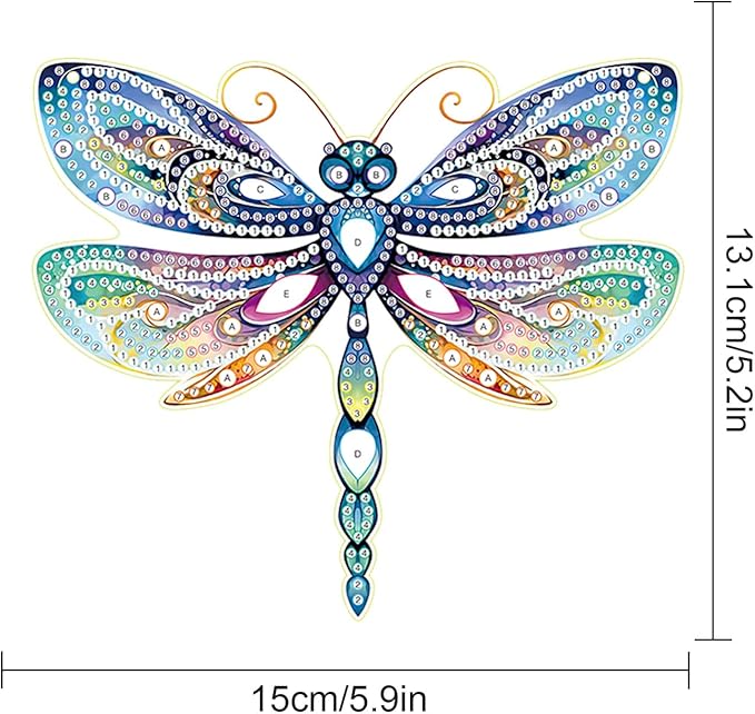 AiYuanzsh Animal Dragonfly Diamond Painting Kit Ornament with Hanging Chain DIY Diamond Art Acrylic Crystal Hanging Pendant Paint by Number Stained Glass Wall Art for Adults Home Wall Decor Gift